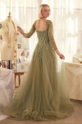 Sequin Embellished Long Sleeve A-Line Dress-1