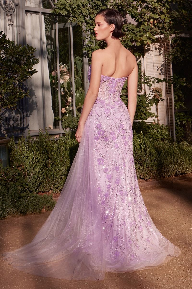 Floral Motif Strapless Fitted Gown-1