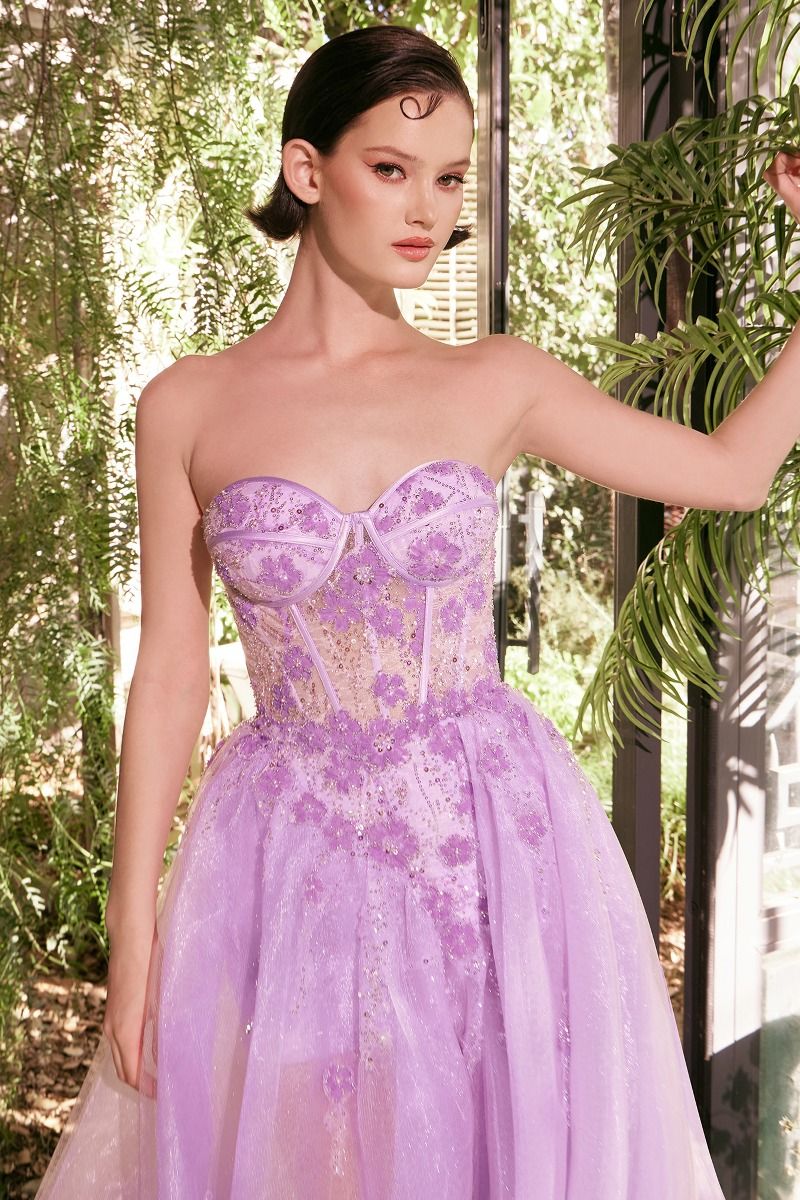 Tulle Daisy Asymmetric A-Line Gown-1