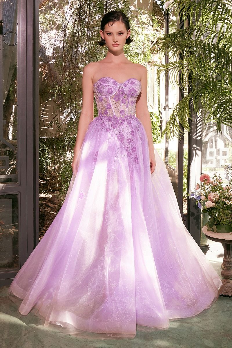 Tulle Daisy Asymmetric A-Line Gown-4