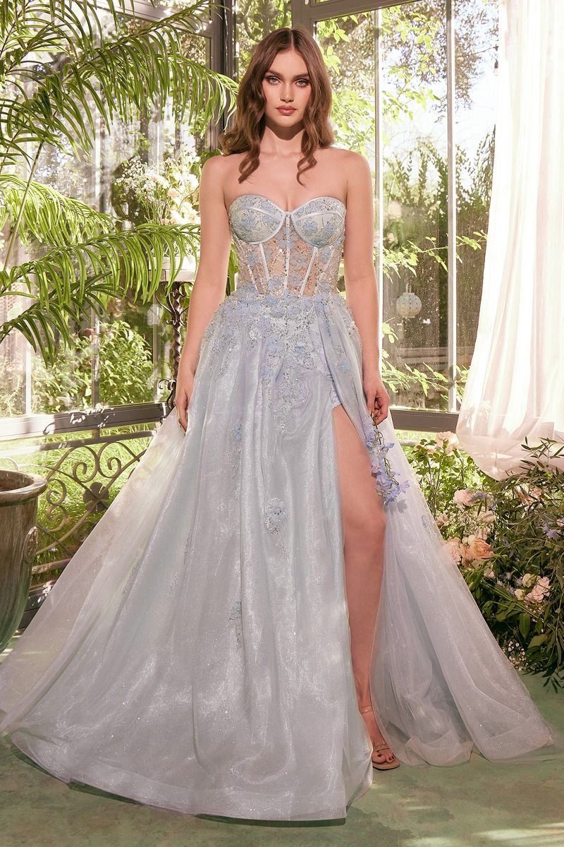 Tulle Daisy Asymmetric A-Line Gown-5