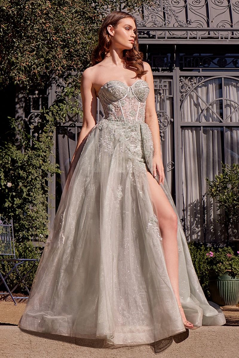 Tulle Daisy Asymmetric A-Line Gown-6