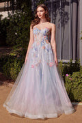 Watercolor Floral A-Line Gown-0