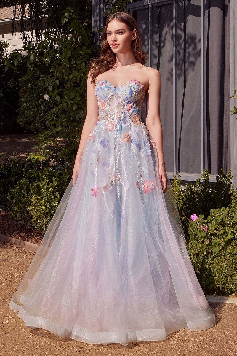 Watercolor Floral A-Line Gown-2