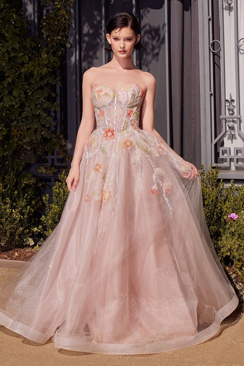 Watercolor Floral A-Line Gown-4