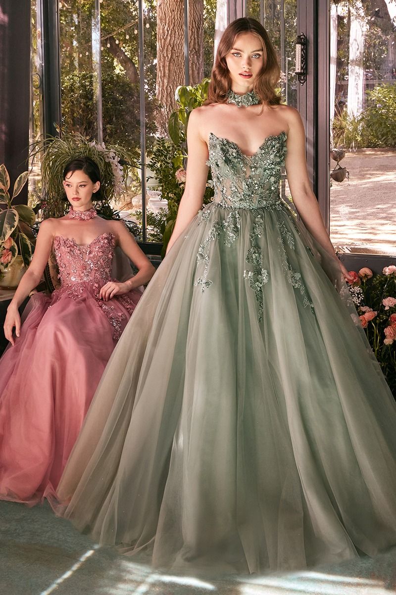 Strapless Lace Ball Gown & Choker-2