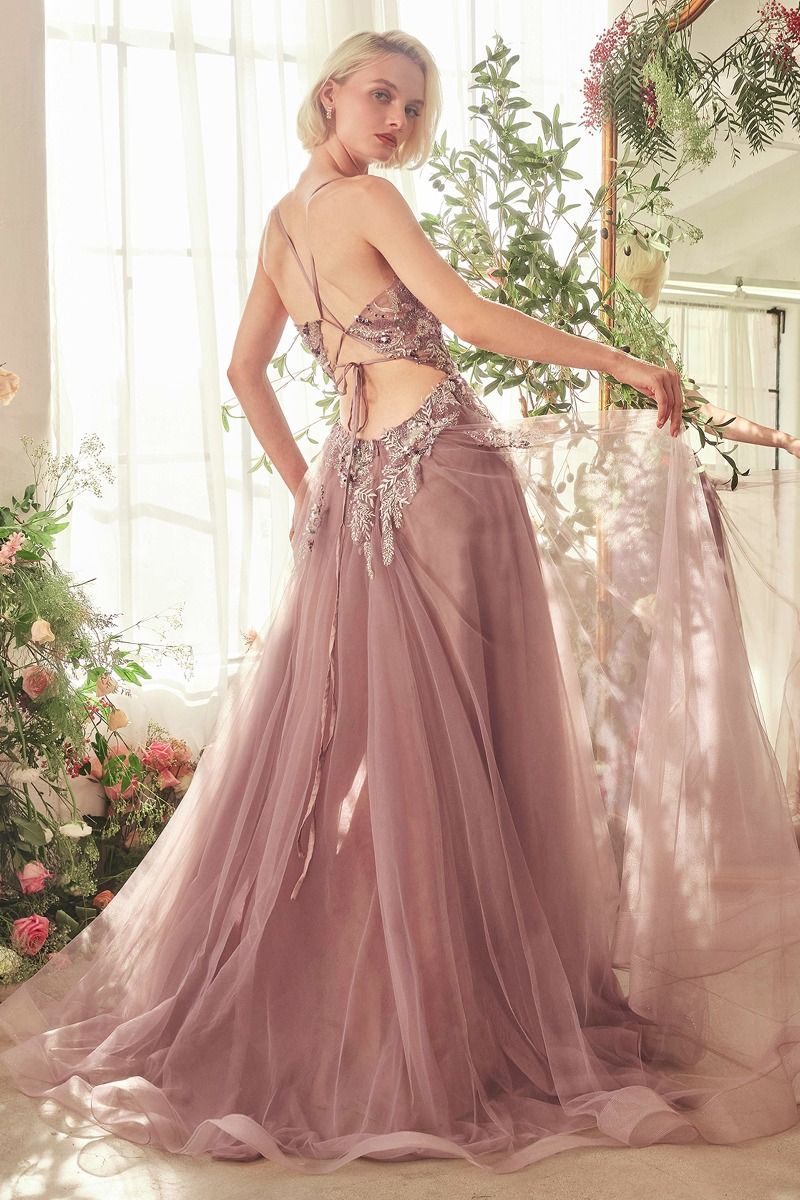 English Violet A-Line Layered Tulle Gown Of Whimsy-2