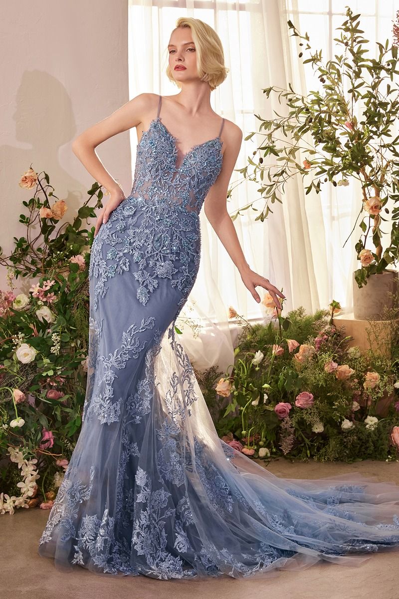 Foliage Beaded Lace Mermaid Gown-3