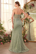 Pleated Fan Bodice Fitted Pearl Gown-1