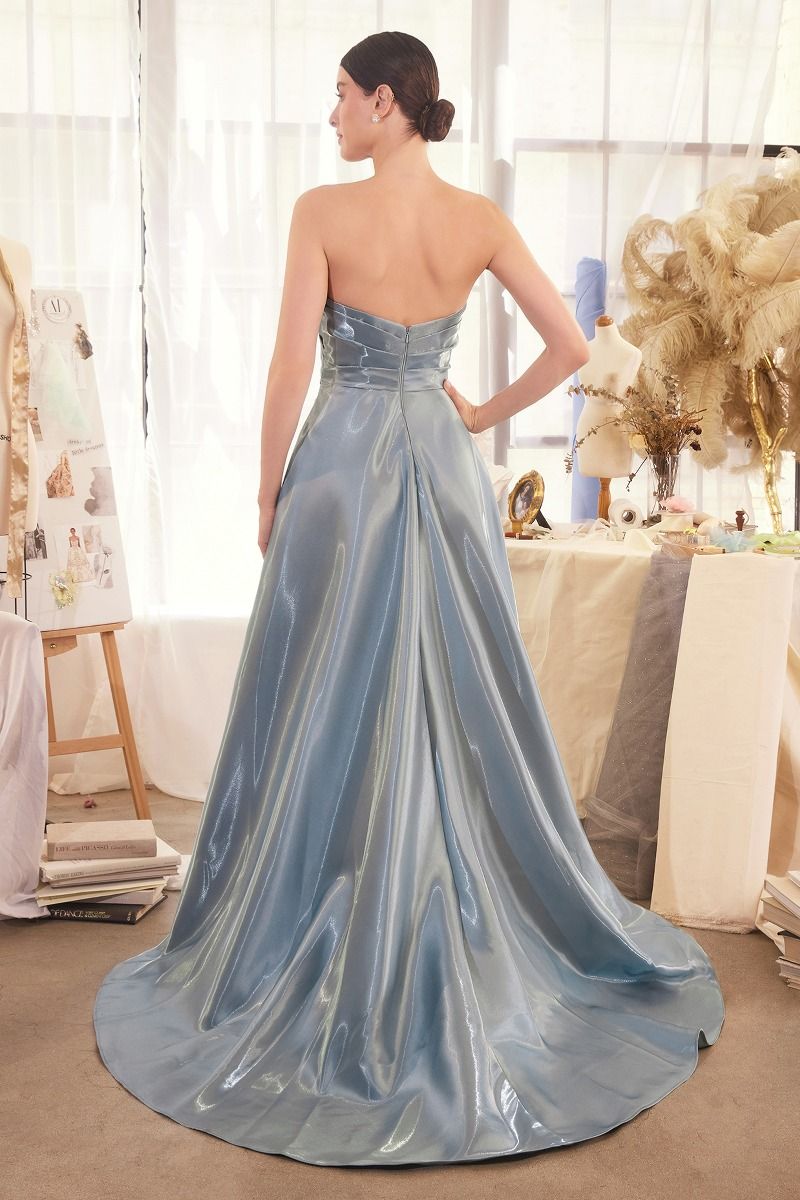 Pleated Origami Liquid Taffeta Gown-2