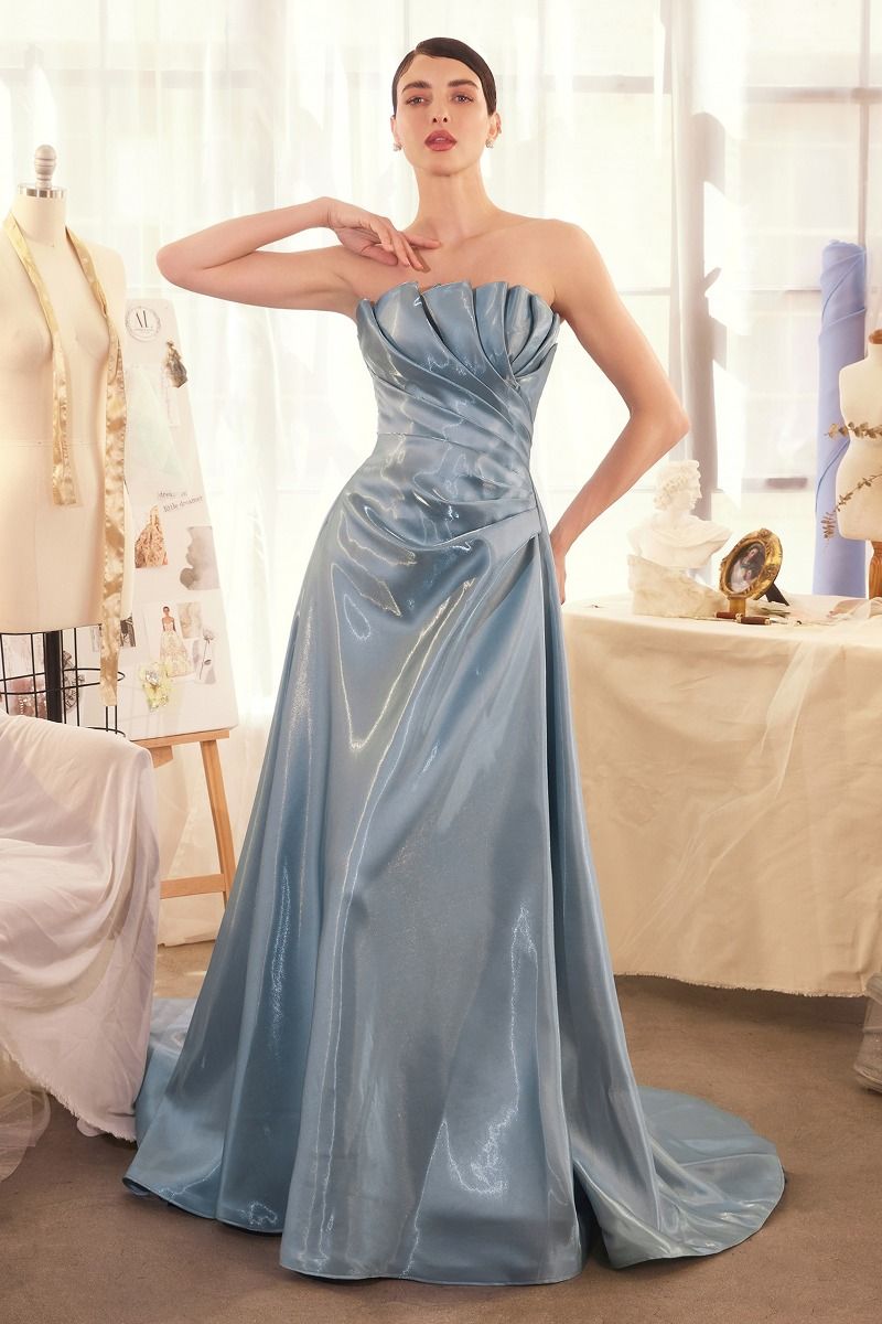 Pleated Origami Liquid Taffeta Gown-3
