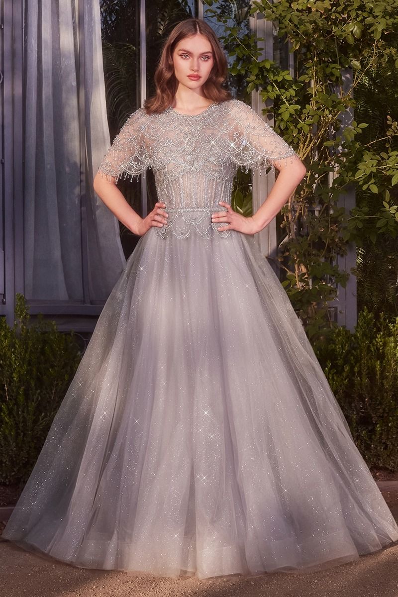 Capelet Crystal Bead Gown-0