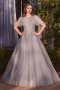 Capelet Crystal Bead Gown-0