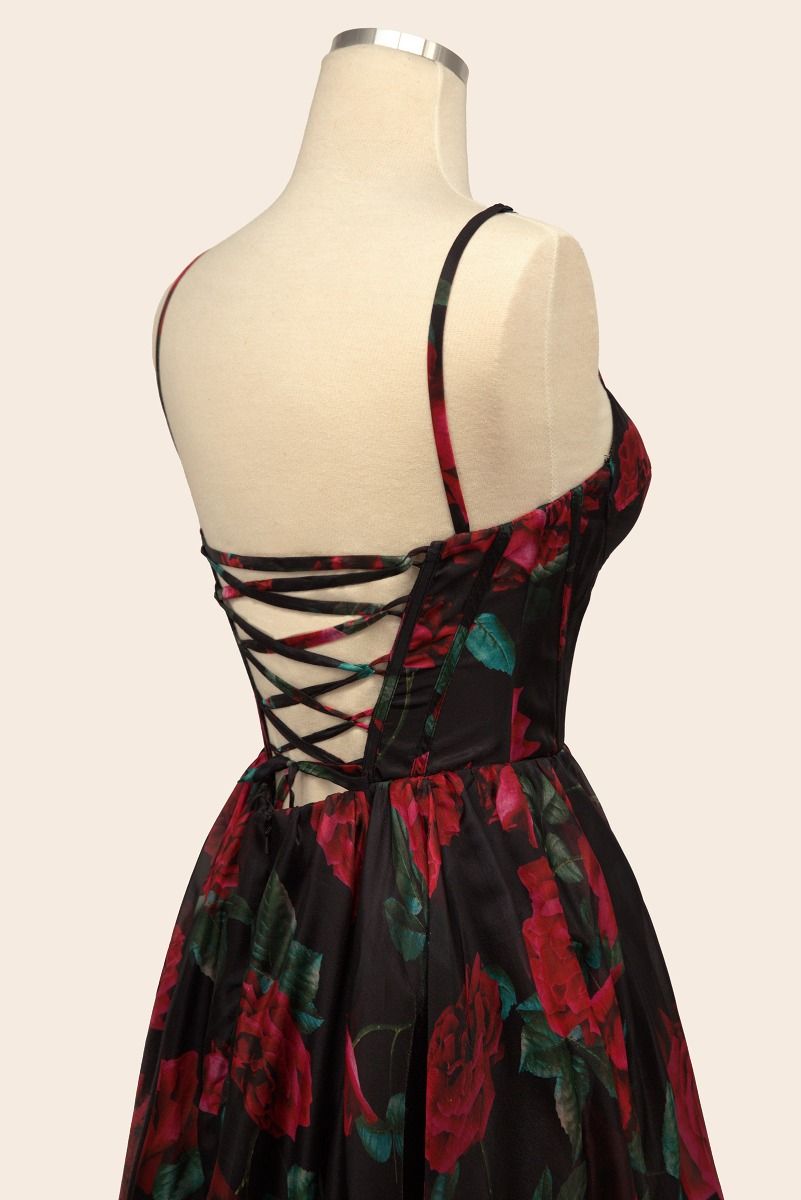 Rose Print Organza Gown-0