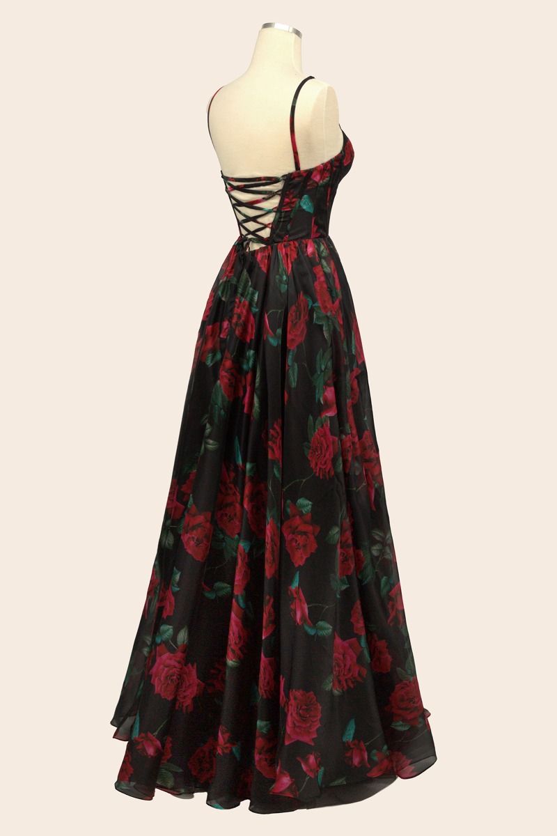 Rose Print Organza Gown-1