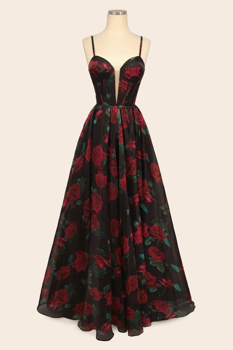 Rose Print Organza Gown-2