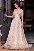 Floral Printed Off The Shoulder A-Line Dress-1