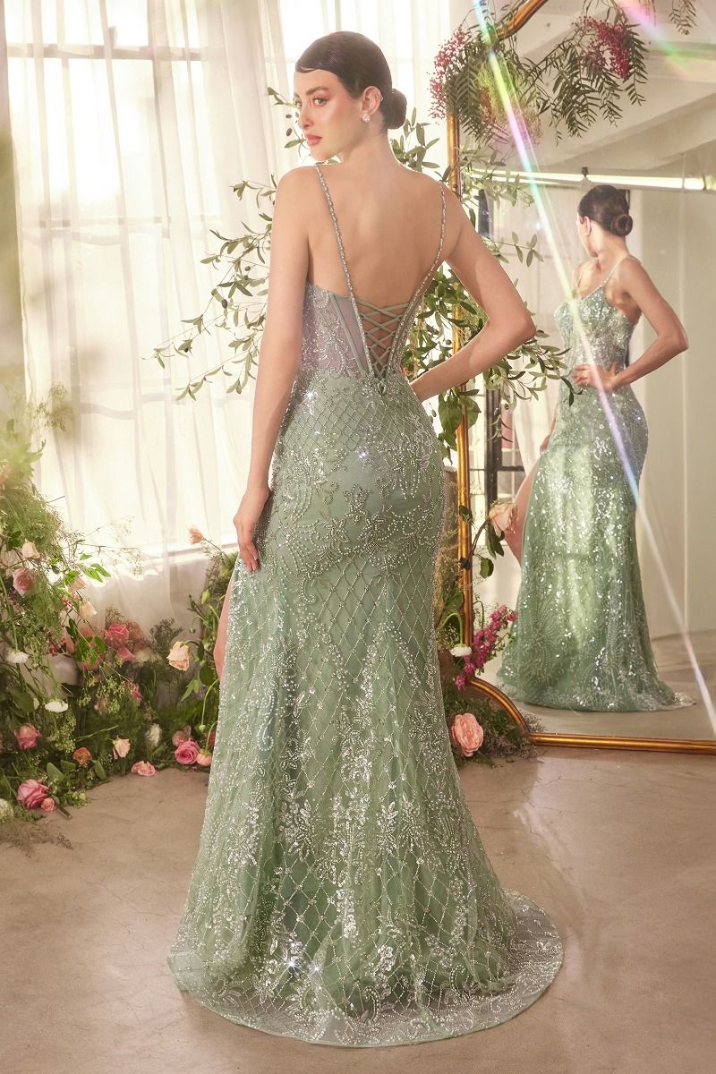 Crystal Neckline Beaded Gown-4