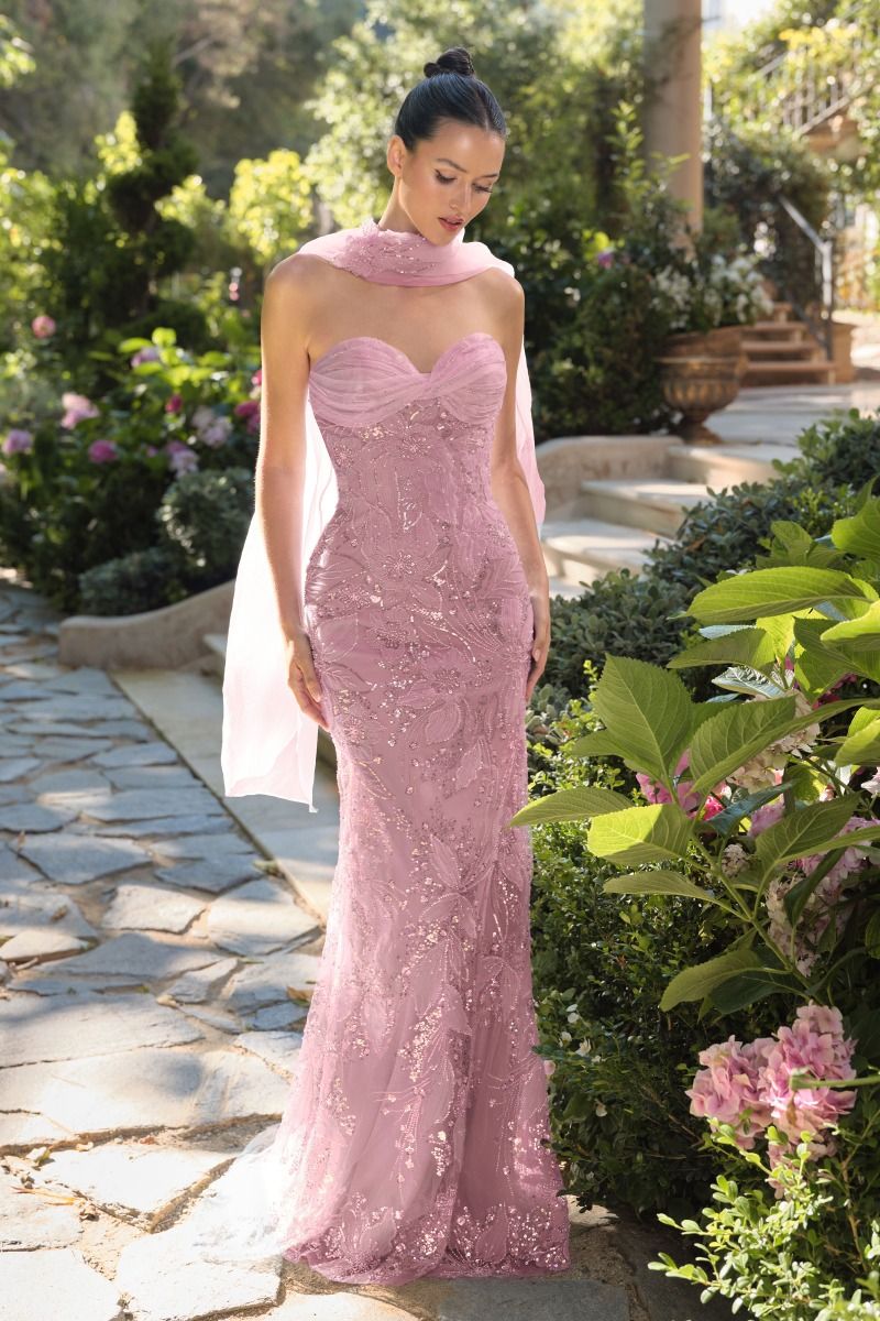 Strapless Sequin Embellished Fitted Dress-1