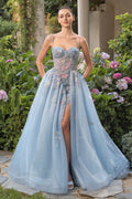Enchanted Floral Butterfly Ball Gown with Glitter Tulle Skirt-0