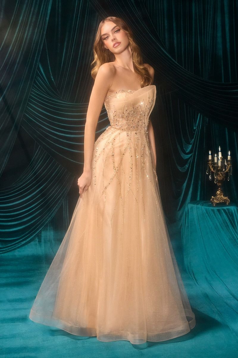 Strapless Ombre Beaded Dress-0
