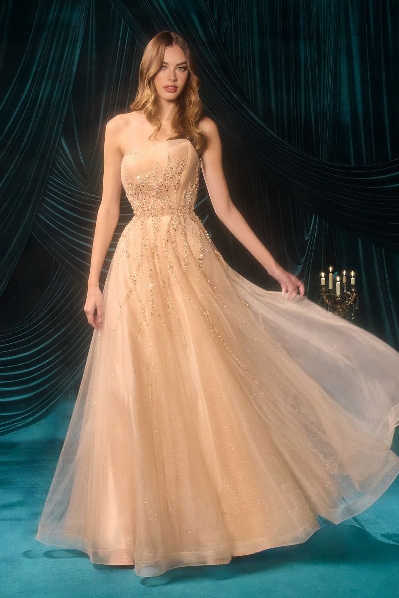 Strapless Ombre Beaded Dress-0