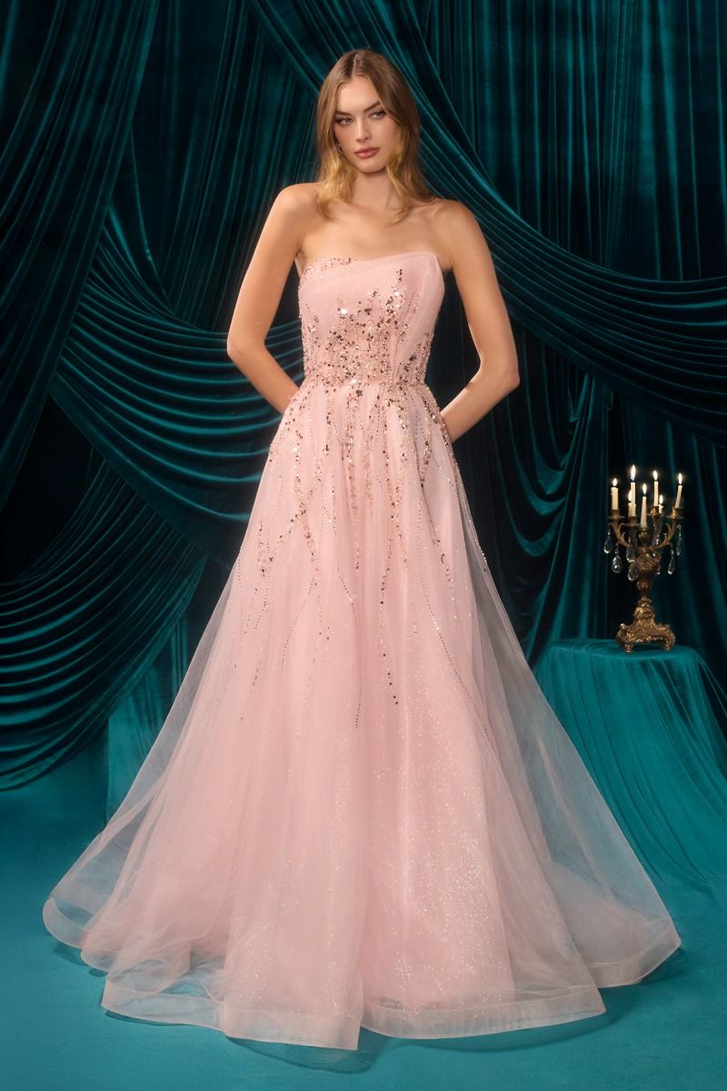 Strapless Ombre Beaded Dress-2