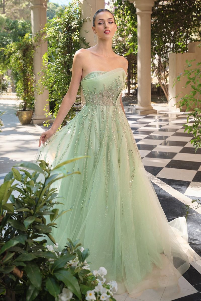 Strapless Ombre Beaded Dress-3