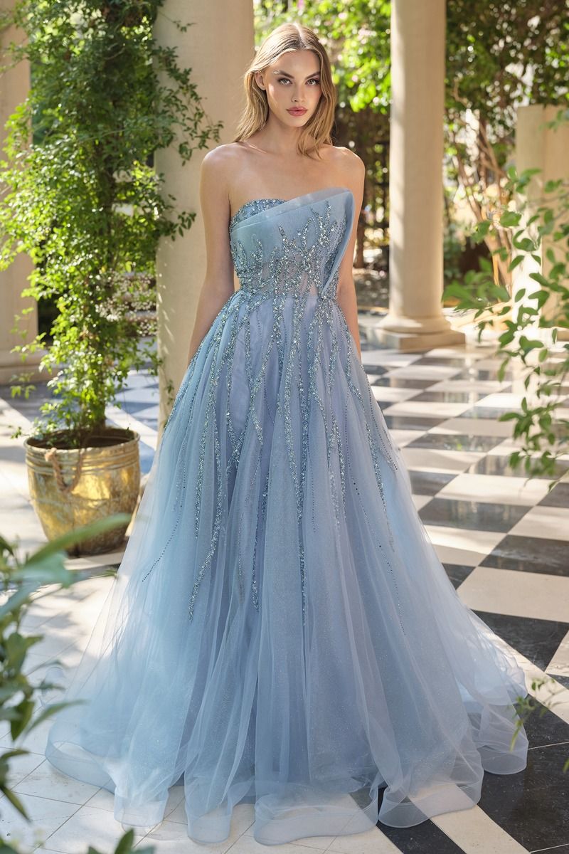 Strapless Ombre Beaded Dress-4
