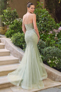 Strapless Tulle With Layered Mesh Train-0