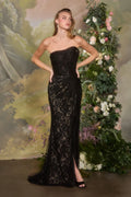 Strapless Lace Overlay With Delicate Beaded-0