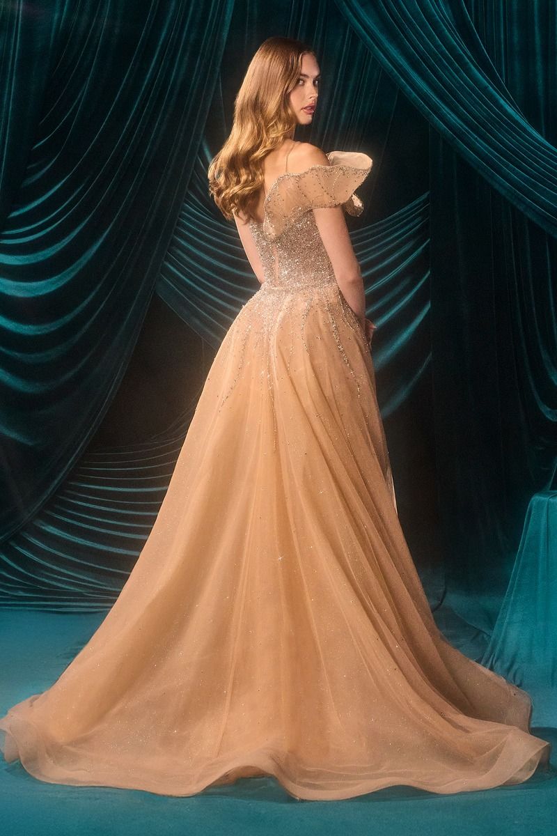 Convertible Beaded Corset Gown with Detachable Overskirt-3