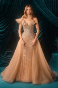 Convertible Beaded Corset Gown with Detachable Overskirt-0