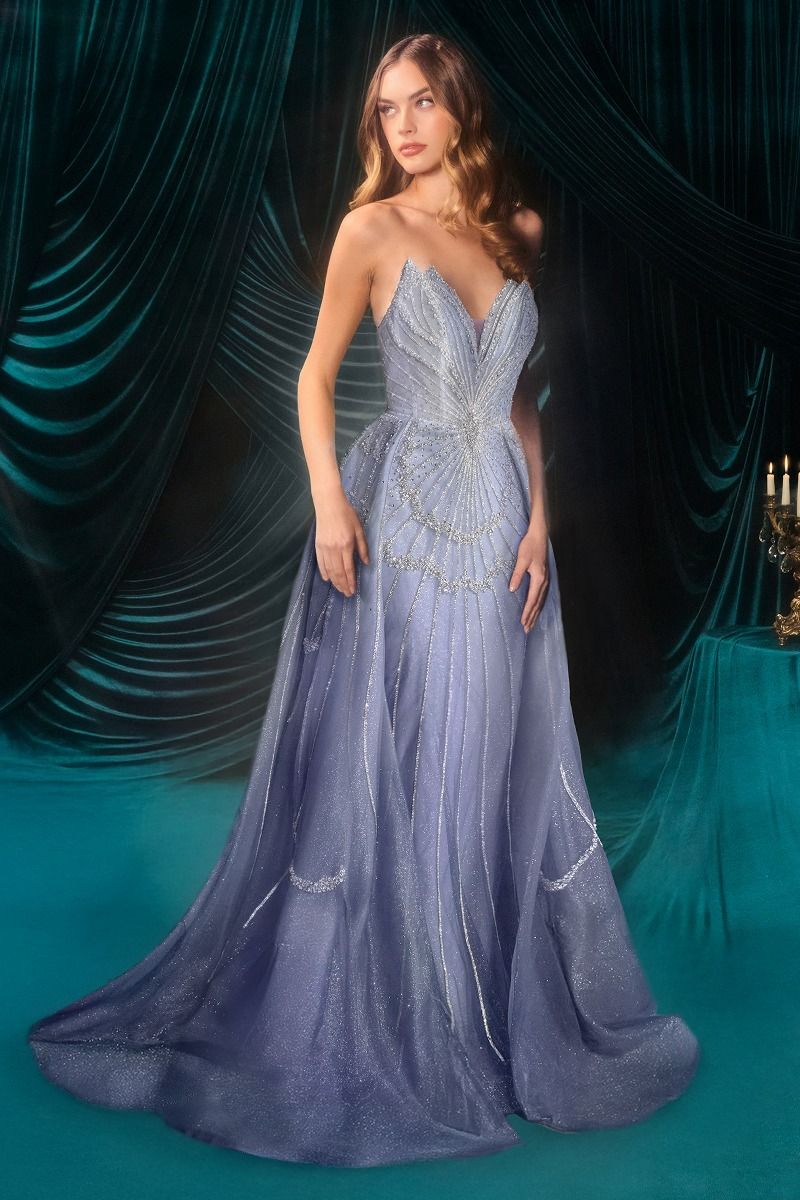 Celestial Ombre Sweetheart Gown with Sheer Overskirt-1