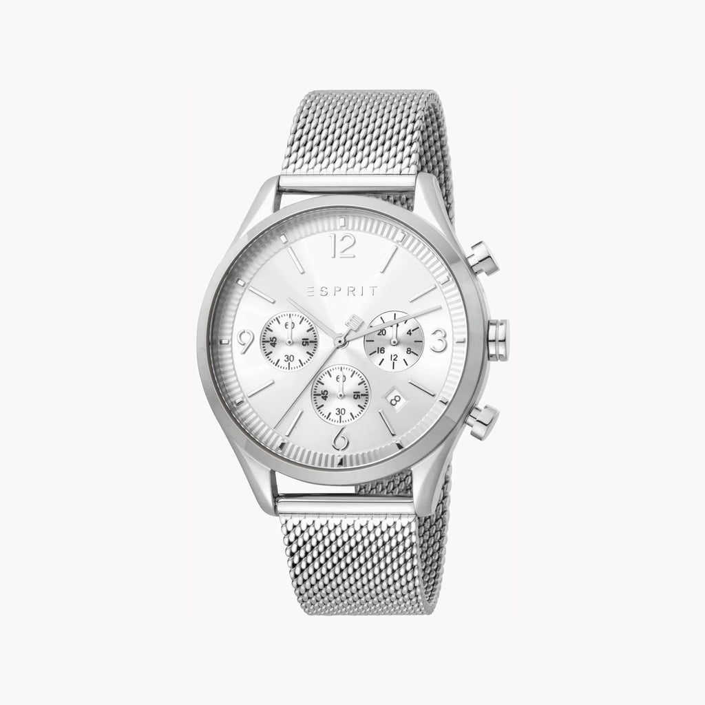 Esprit Men's Silver Stainless Steel Watch, Silver Dial | Es1g210m0055-0