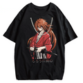 Rurouni Kenshin Washed Anime Graphic T-Shirt Men's Harajuku Streetwear Vintage Cotton Tee-1