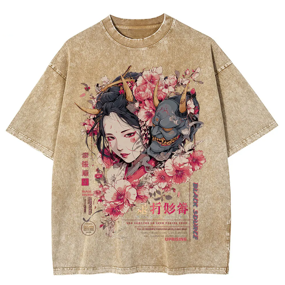 Anime Dragon Floral Graphic T Shirt Unisex Cotton Tee-5