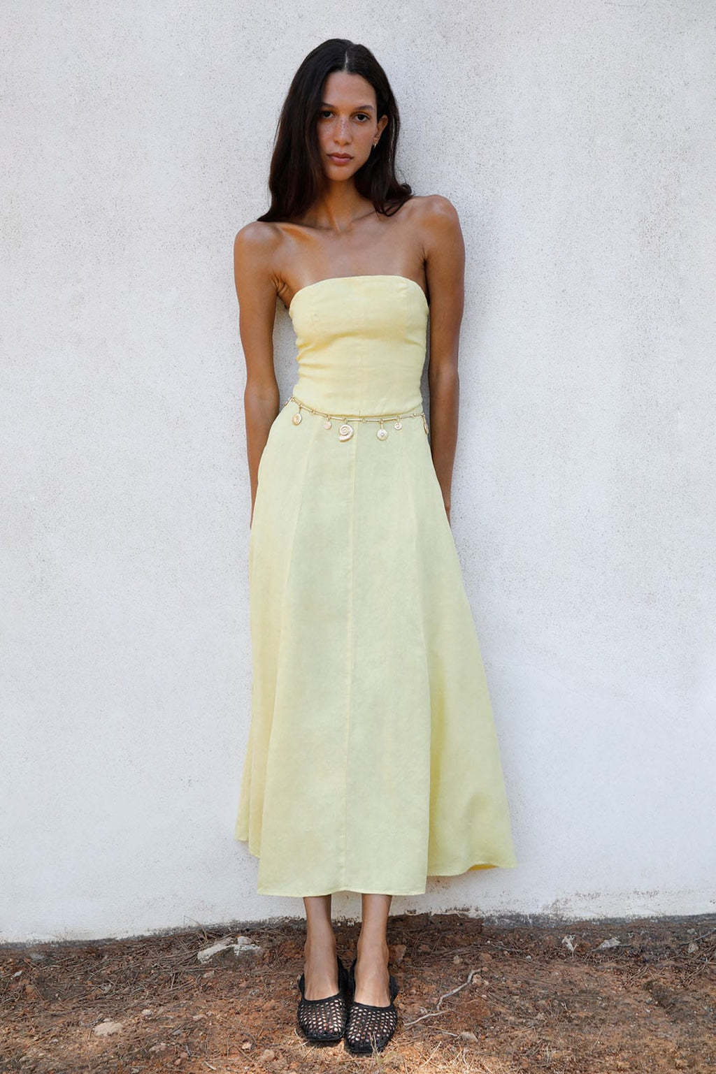 The Chiara Maxi Bandeau Dress in yellow