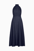 The Isi Halterneck Dress in navy blue