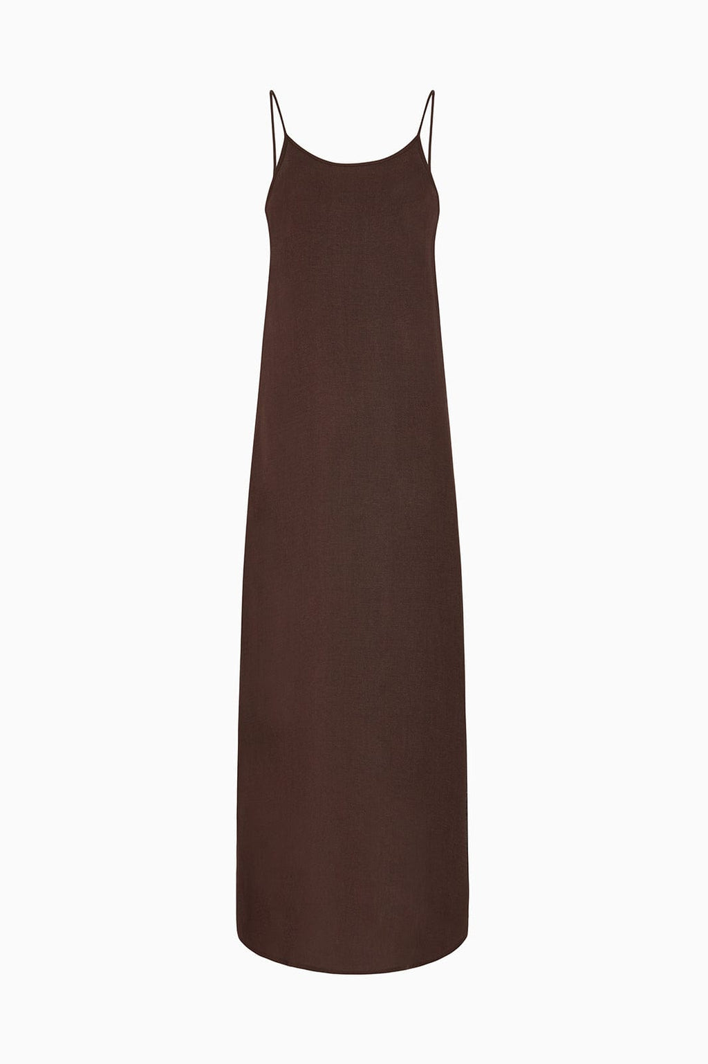 The Trude Linen Slip Dress in chocolate
