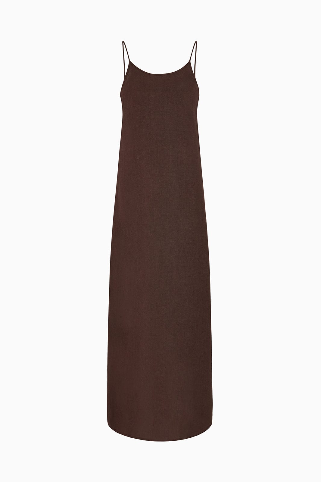 The Trude Linen Slip Dress in chocolate