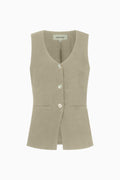The Rosalie Buttoned Vest in oatmeal
