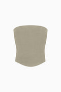The Pippa Cropped Bandeau Bustier Top in oatmeal