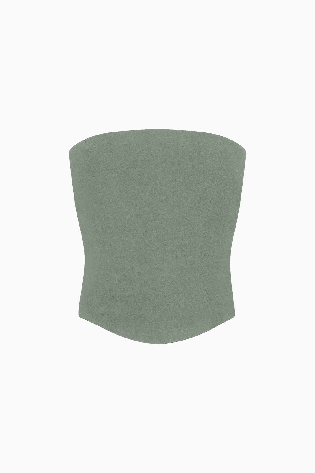 The Pippa Cropped Bandeau Bustier Top in olive green