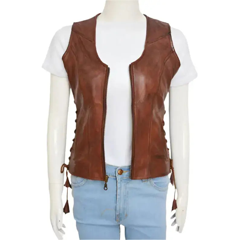 Women’s Brown Leather Vest