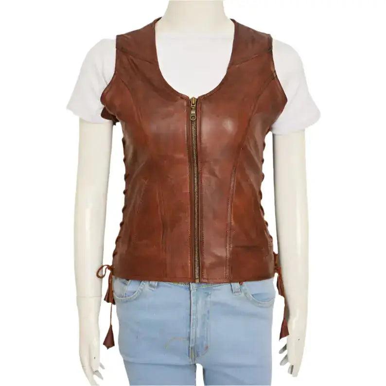 Women’s Brown Leather Vest