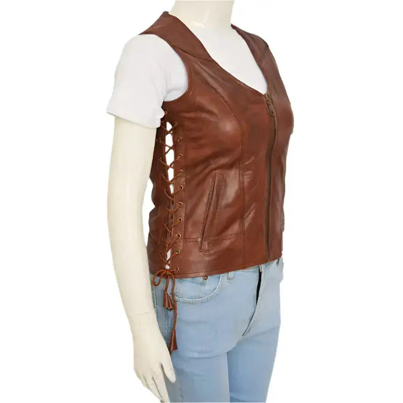 Women’s Brown Leather Vest
