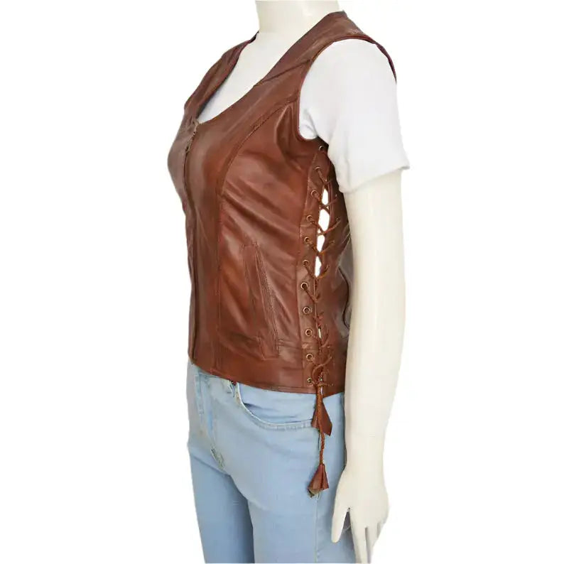 Women’s Brown Leather Vest
