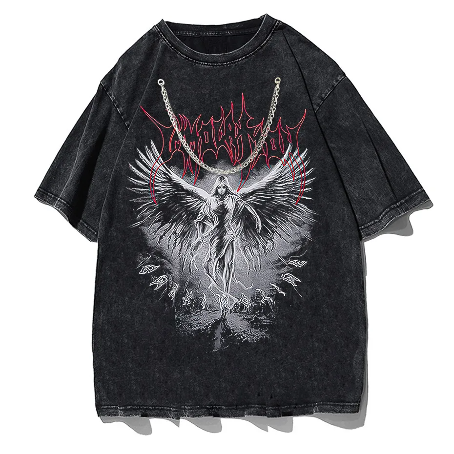 Y2k Gothic Punk Style Men T Shirt Clothes Harajuku Oversized T-shirt Top Tee High Street Hipster Summer Streetwear Anime Clothes-4