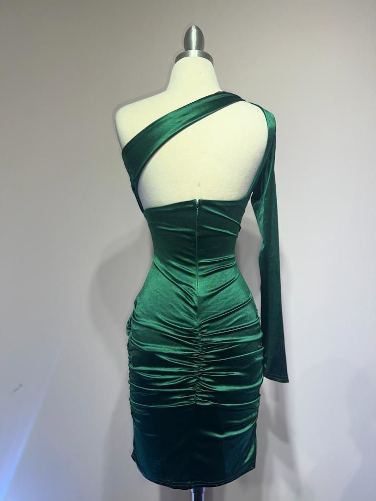 One Shoulder Satin Dress-1